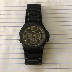 Fossil Black Stainless Steel Tachymeter